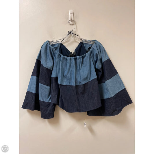 Top Long Sleeve By Kendall + Kylie In Blue Denim, Size: L