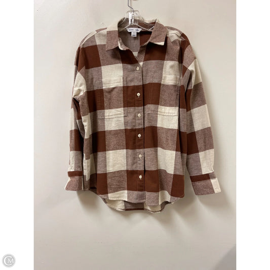 Blouse Long Sleeve By Old Navy In Brown, Size: M