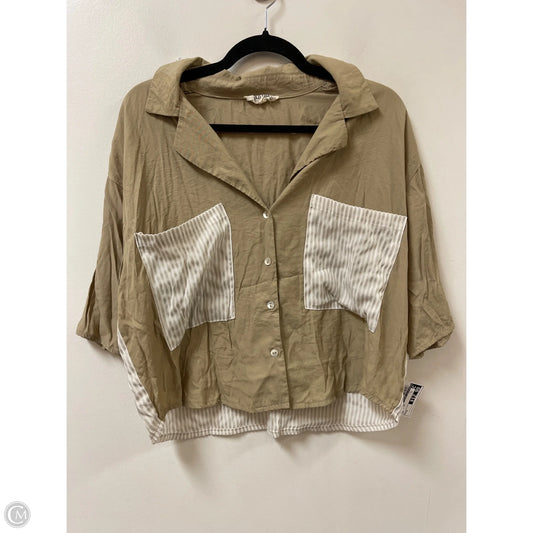 Blouse Short Sleeve By Peach Love Cream California In Tan, Size: M