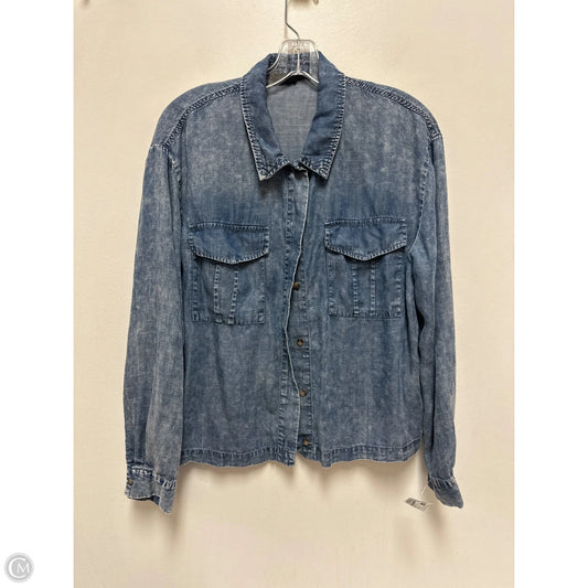 Blouse Long Sleeve By Jane And Delancey In Blue Denim, Size: M