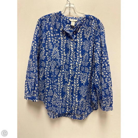 Blouse Long Sleeve By H&m In Blue, Size: S