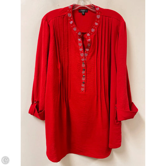 Top Long Sleeve By Cocomo In Red, Size: 3x