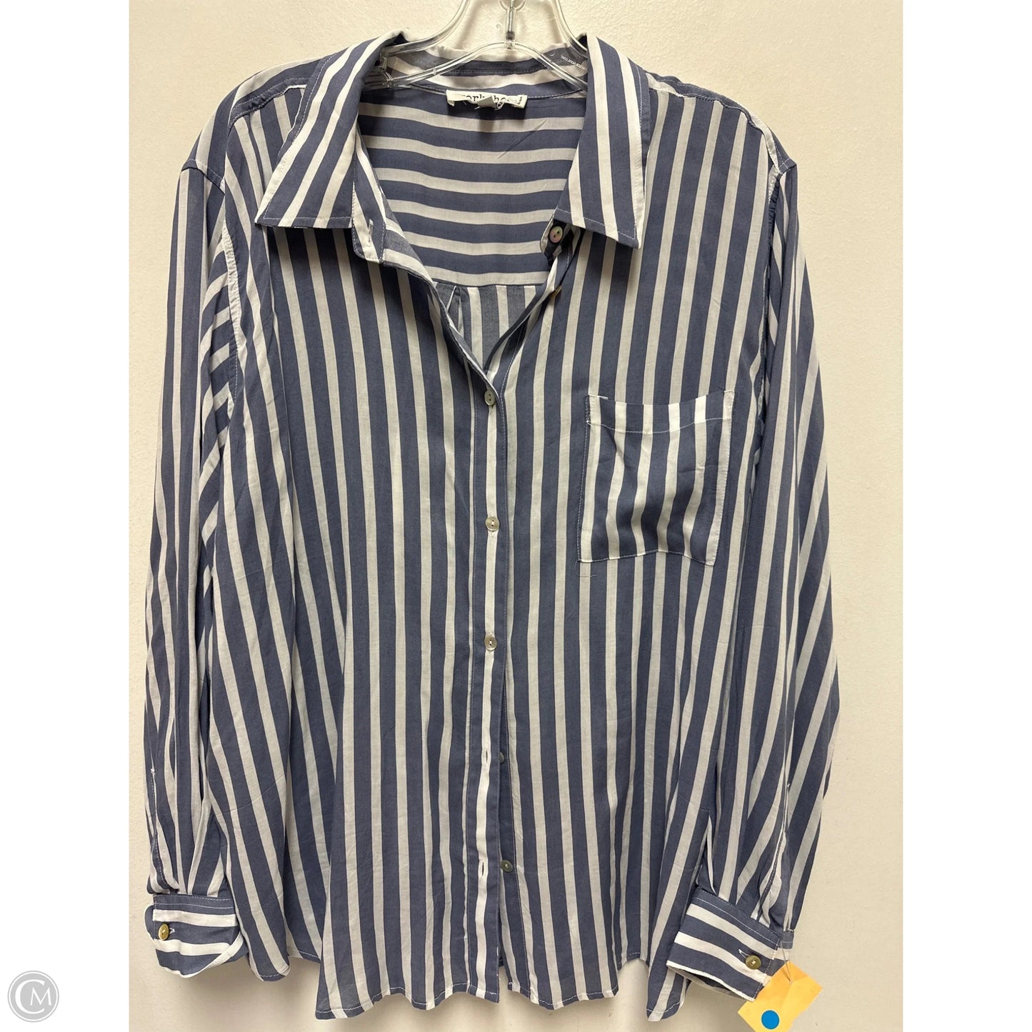 Blouse Long Sleeve By Workshop In Blue, Size: 2x