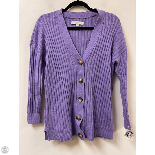 Sweater Cardigan By Loft In Purple, Size: M
