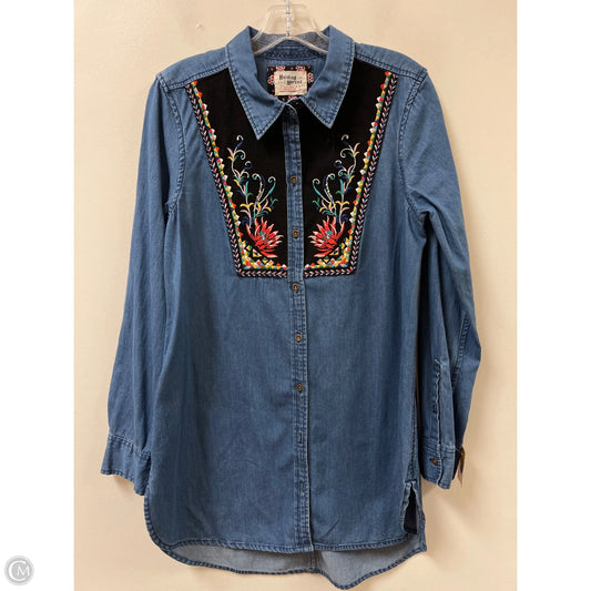 Tunic Long Sleeve By Holding Horses In Blue Denim, Size: M