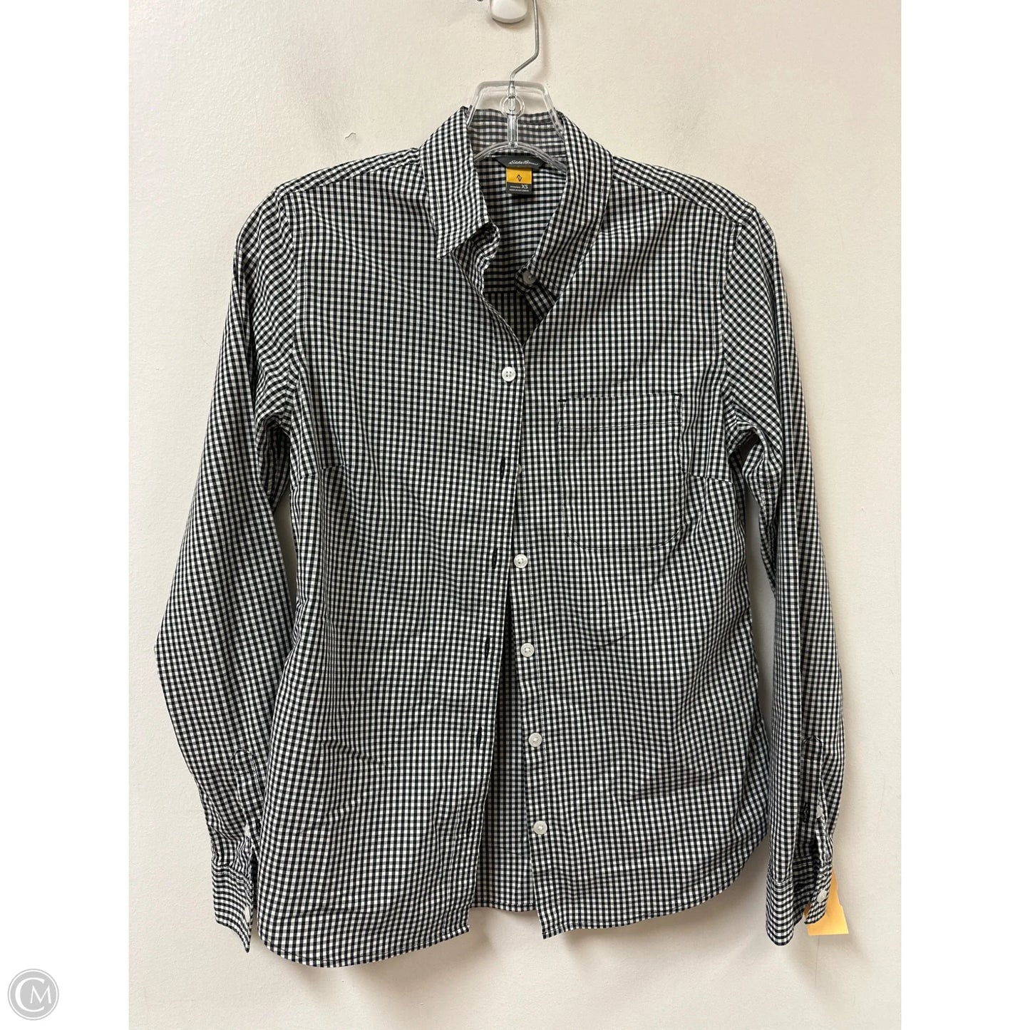 Blouse Long Sleeve By Eddie Bauer In Black & White, Size: Xs