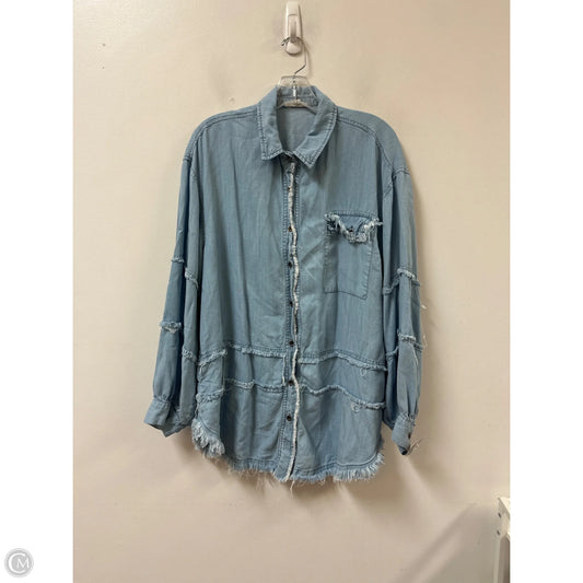 Tunic Long Sleeve By Easel In Blue Denim, Size: S