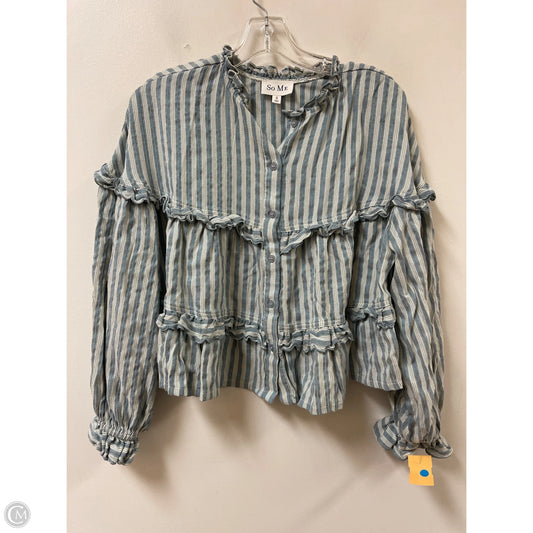 Blouse Long Sleeve By Cmc In Blue, Size: S