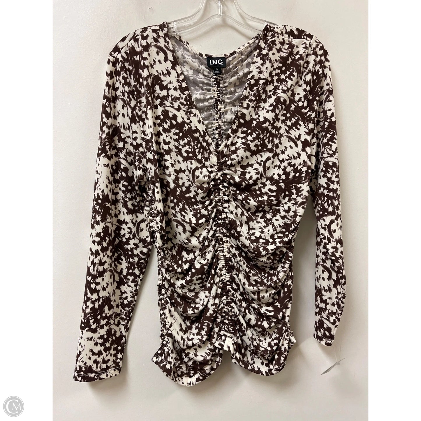 Top Long Sleeve By Inc In Brown, Size: Xl