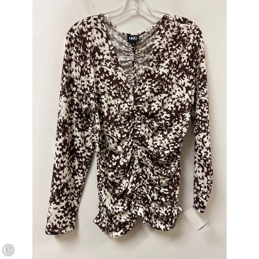 Top Long Sleeve By Inc In Brown, Size: Xl