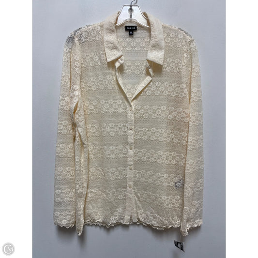 Blouse Long Sleeve By Torrid In Cream, Size: L