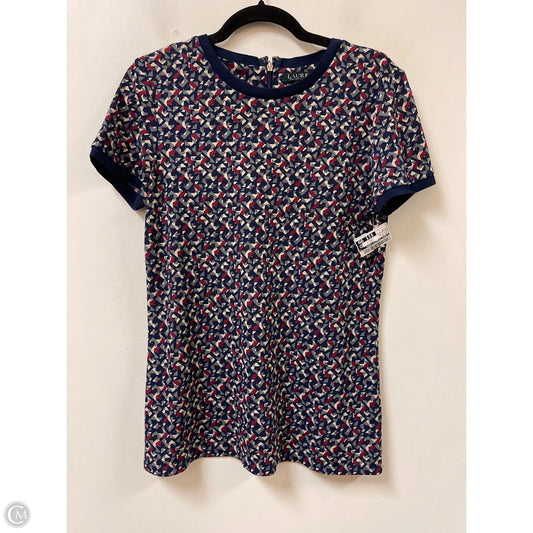 Top Short Sleeve By Lauren By Ralph Lauren In Blue & Red, Size: M