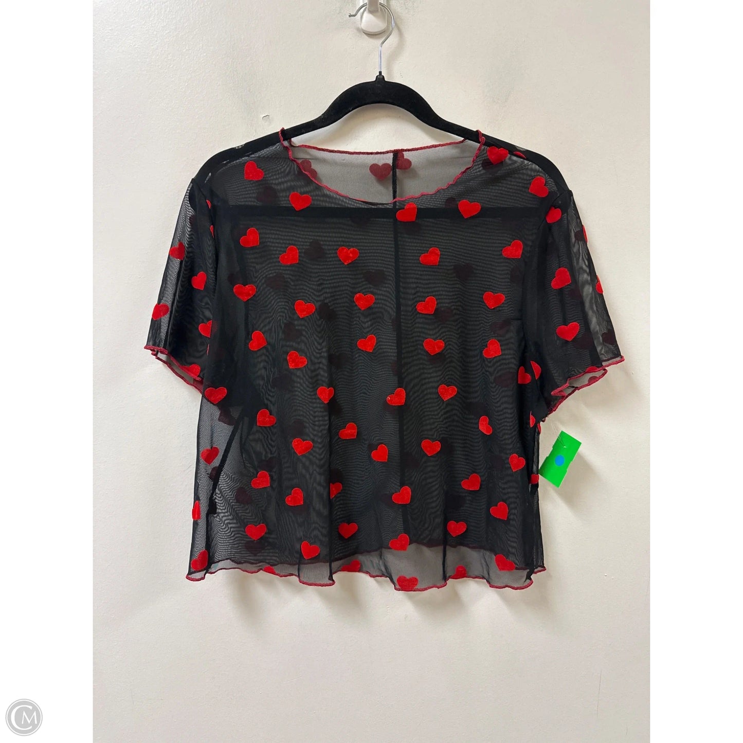 Top Short Sleeve By Shein In Black & Red, Size: 3x