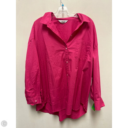 Blouse Long Sleeve By Old Navy In Pink, Size: Xl