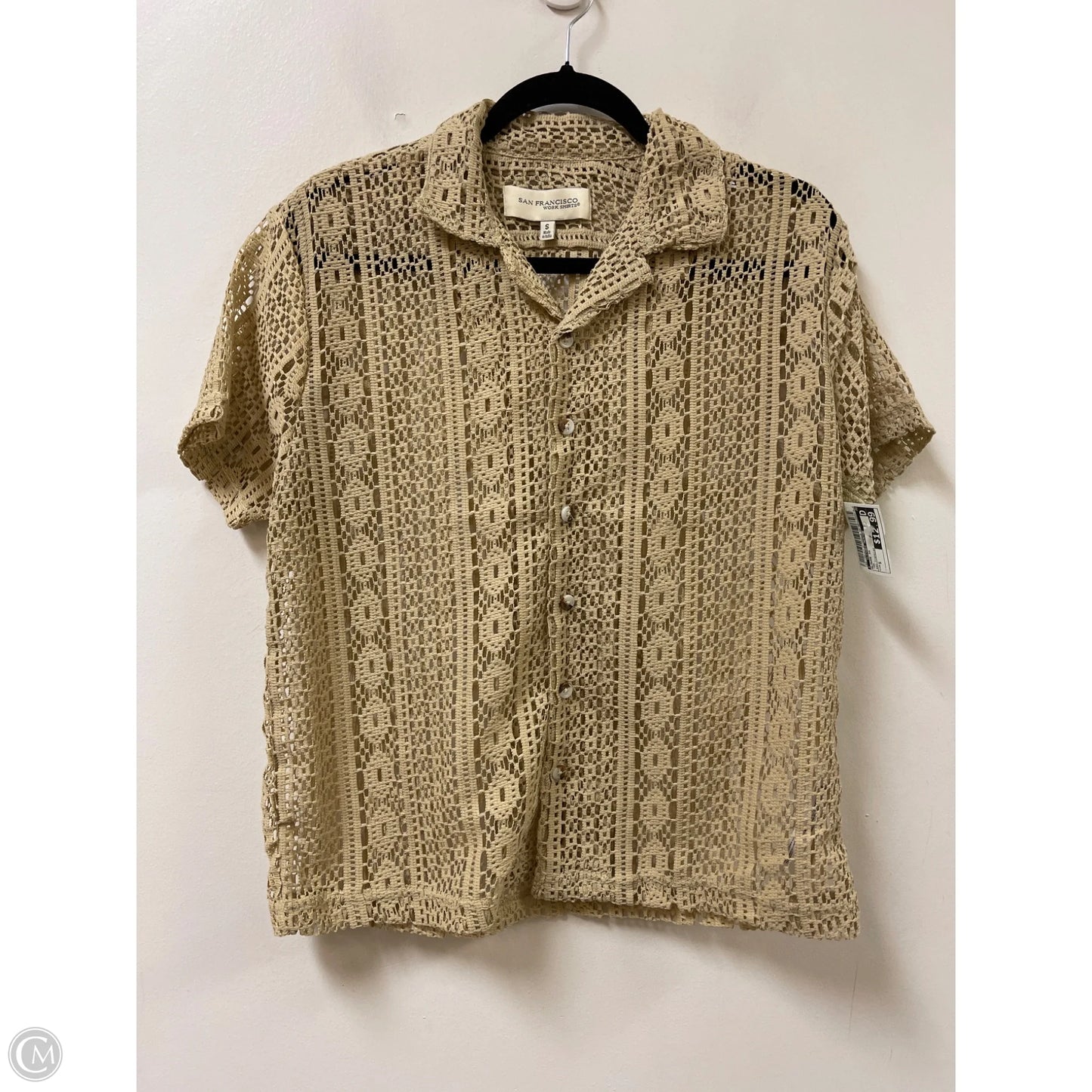 Blouse Short Sleeve By Clothes Mentor In Tan, Size: S
