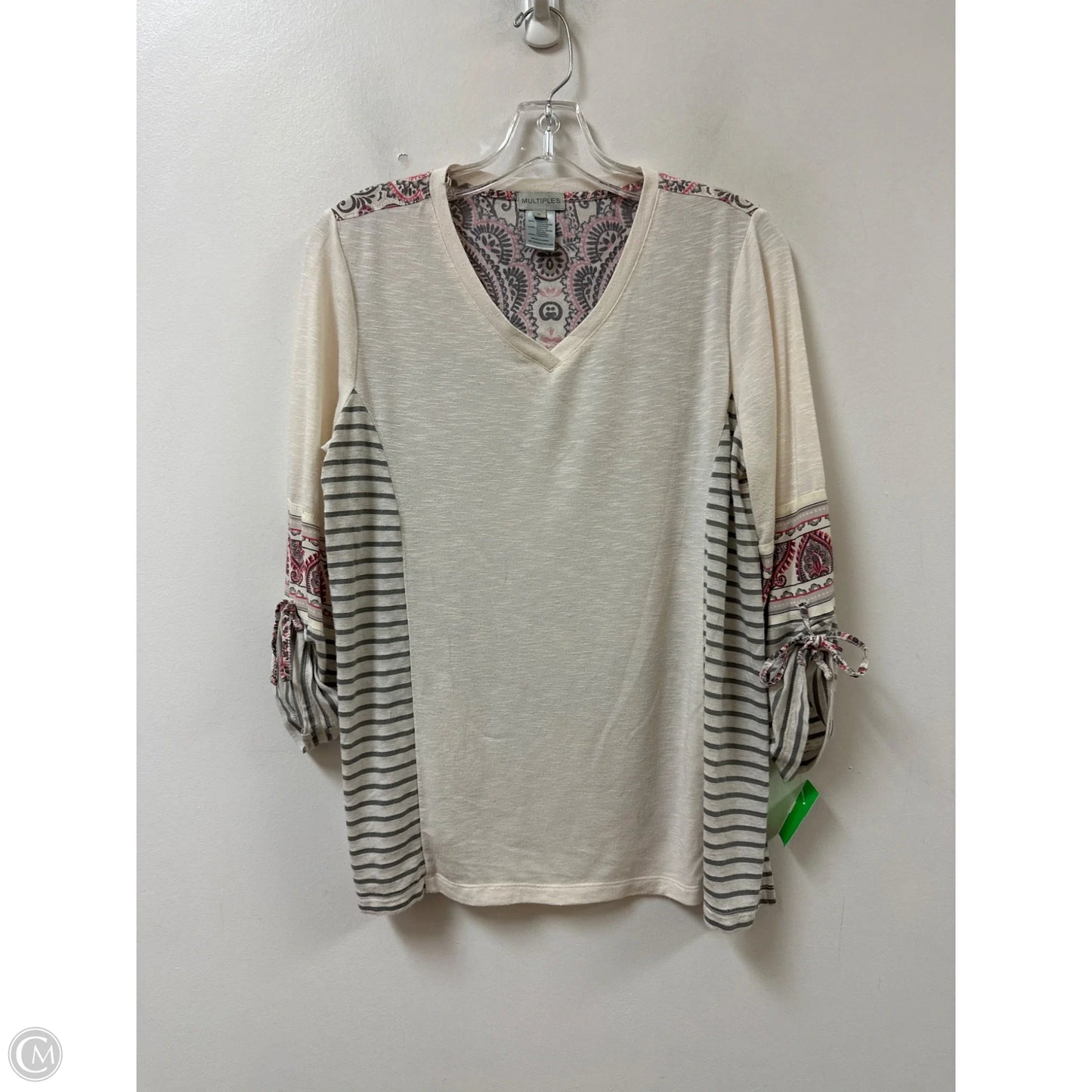 Top Long Sleeve By Multiples In Cream, Size: M