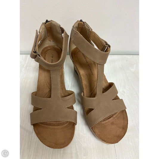 Sandals Heels Wedge By Adrienne Vittadini In Tan, Size: 6.5