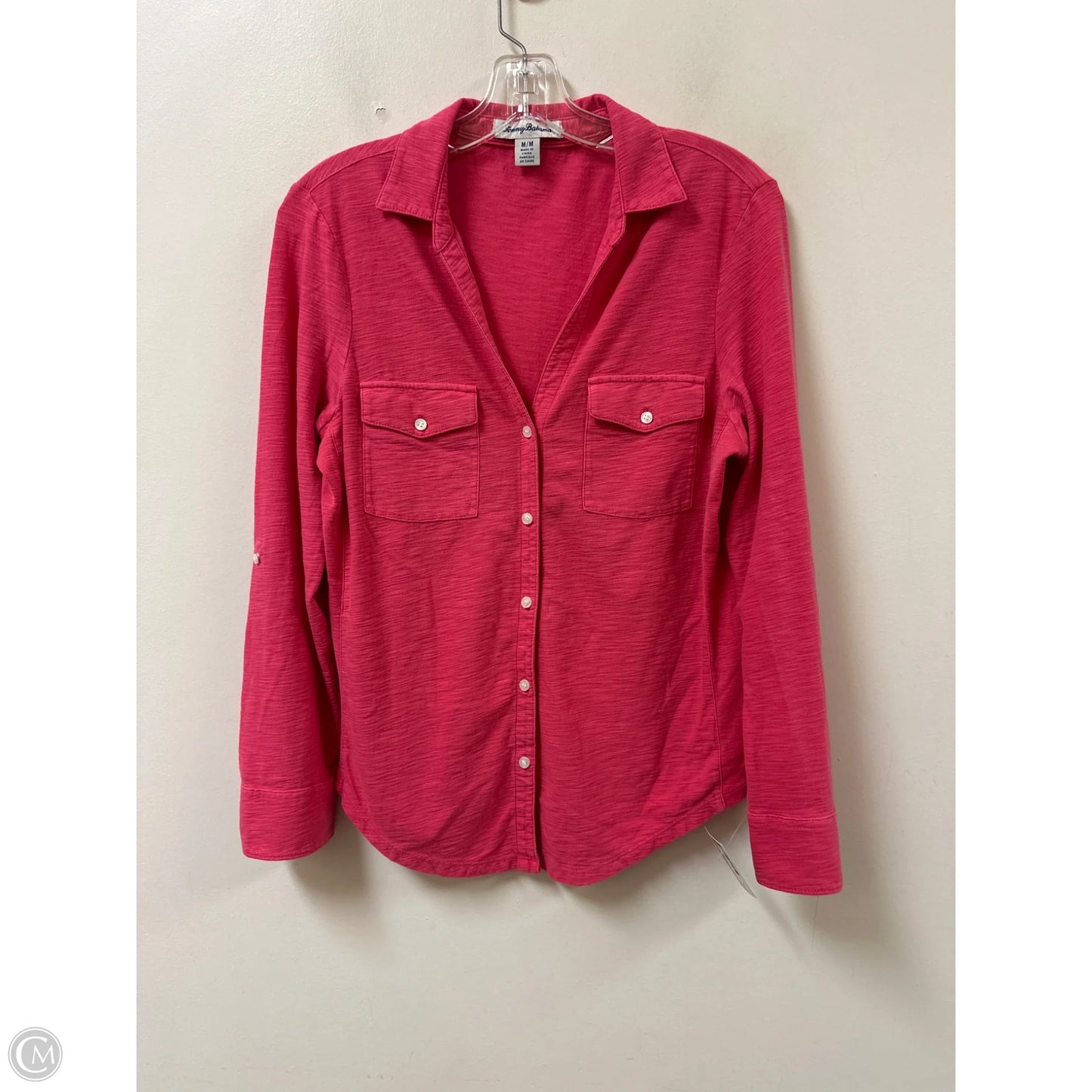 Blouse Long Sleeve By Tommy Bahama In Pink, Size: M