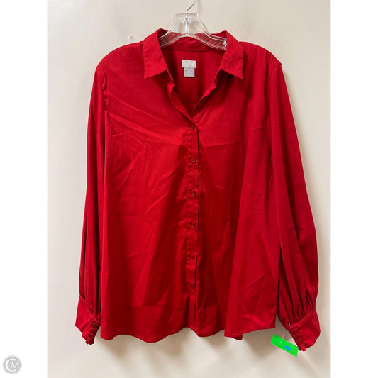 Blouse Long Sleeve By Chicos In Red, Size: Xl