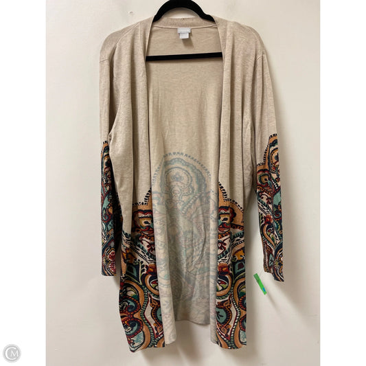 Sweater Cardigan By Chicos In Tan, Size: Xl