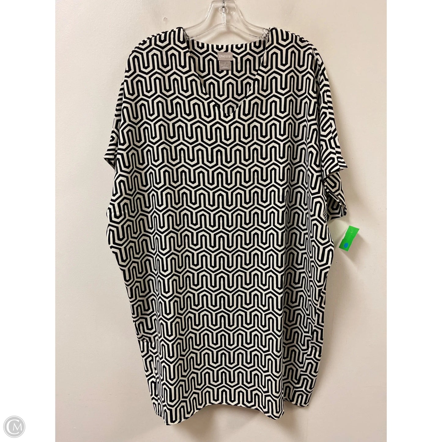Dress Casual Midi By Chicos In Black & Cream, Size: L