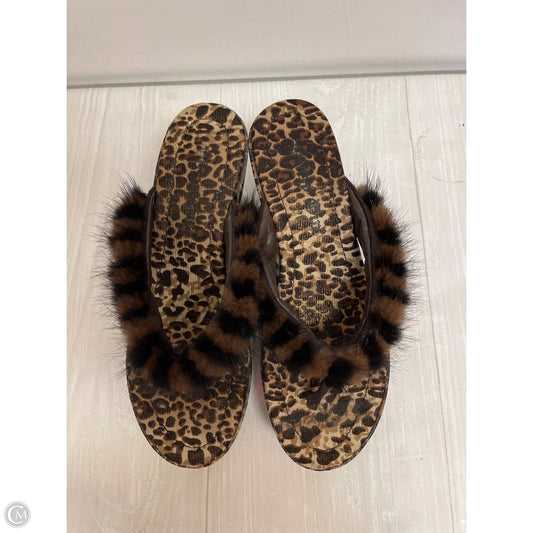 Sandals Heels Wedge By Clothes Mentor In Animal Print, Size: 8