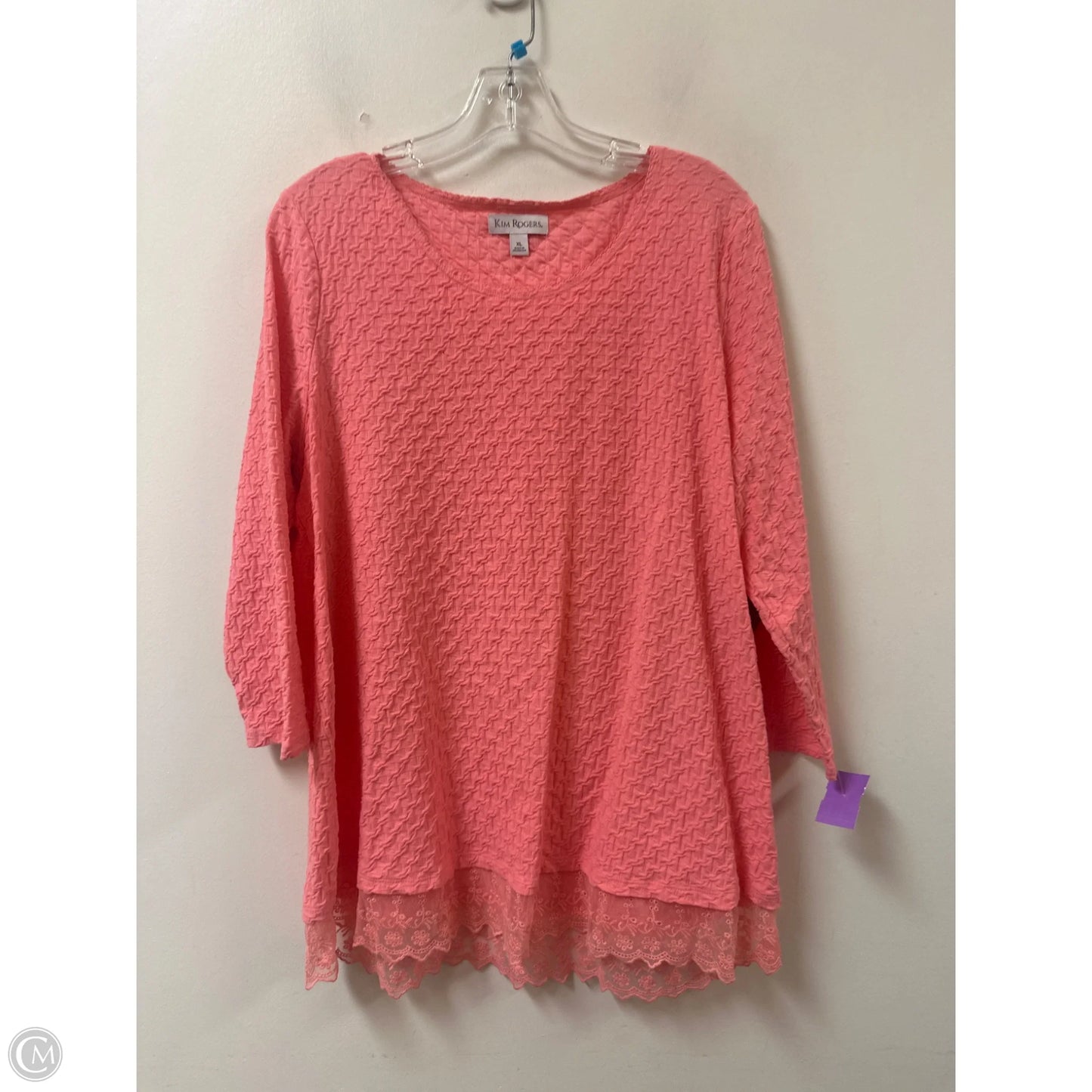 Top Long Sleeve By Kim Rogers In Pink, Size: Xl