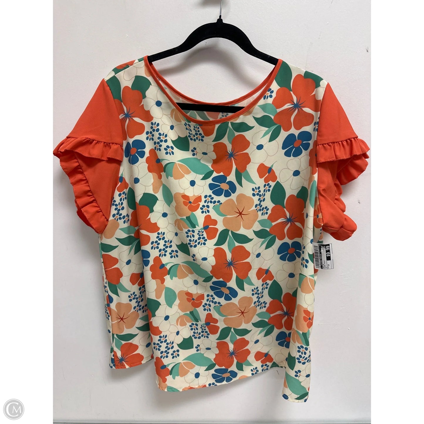 Top Short Sleeve By Clothes Mentor In Floral Print, Size: 1x