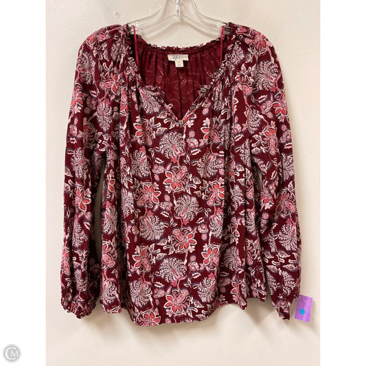 Top Long Sleeve By Style And Company In Red, Size: M