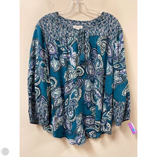 Top Long Sleeve By West Bound In Blue, Size: Xl