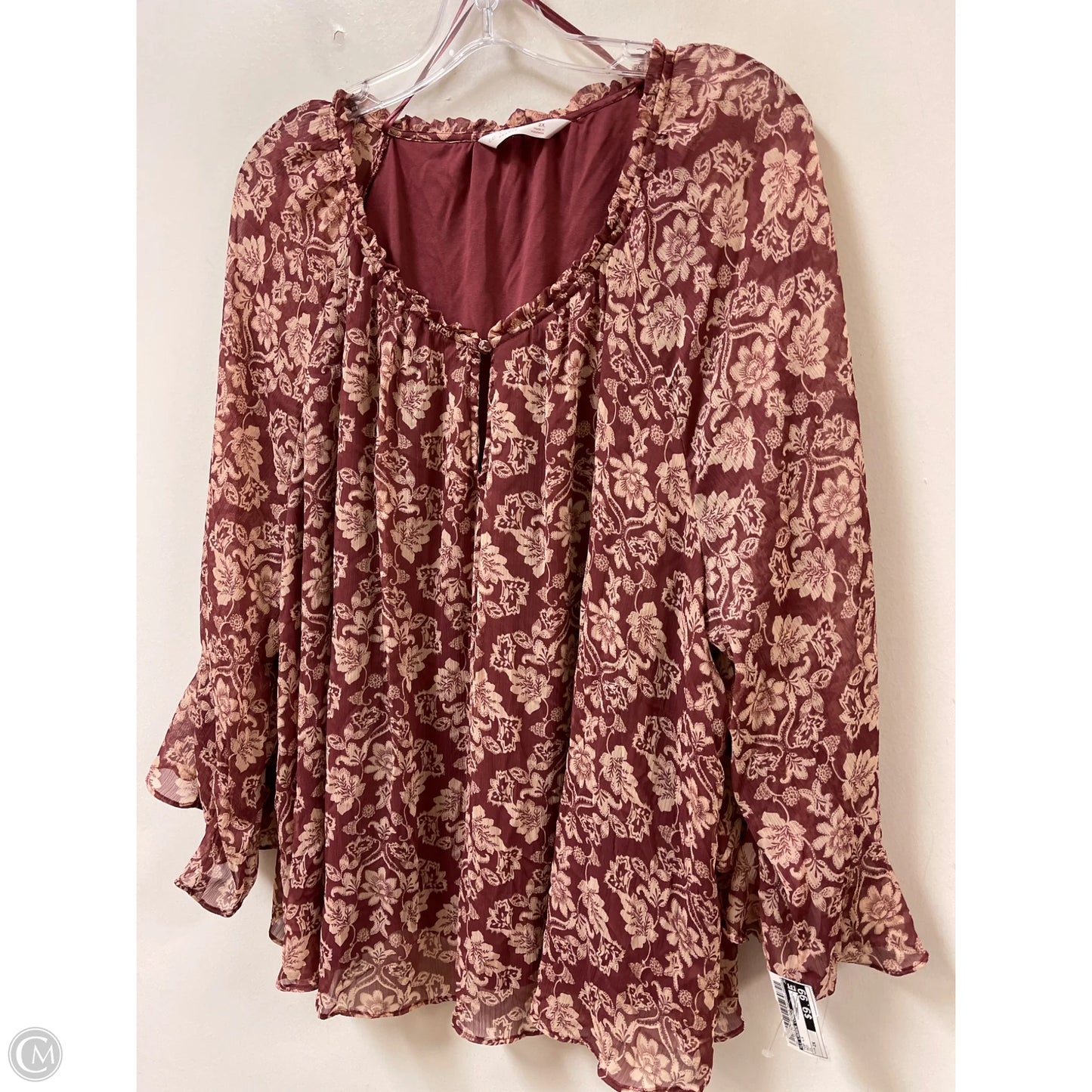 Top Long Sleeve By Lc Lauren Conrad In Red, Size: 2x