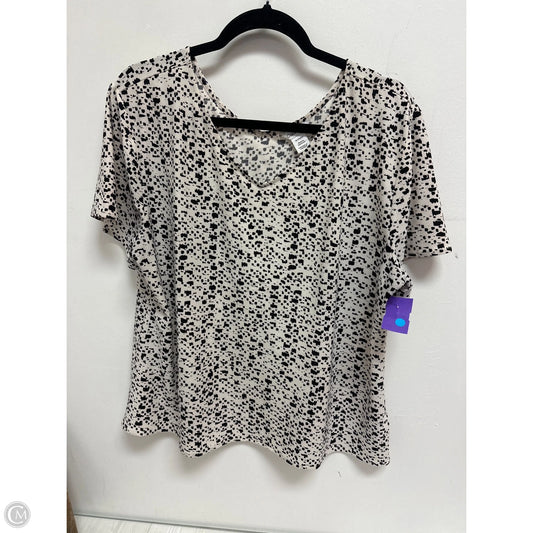 Top Short Sleeve By Calvin Klein In Black & White, Size: Xl
