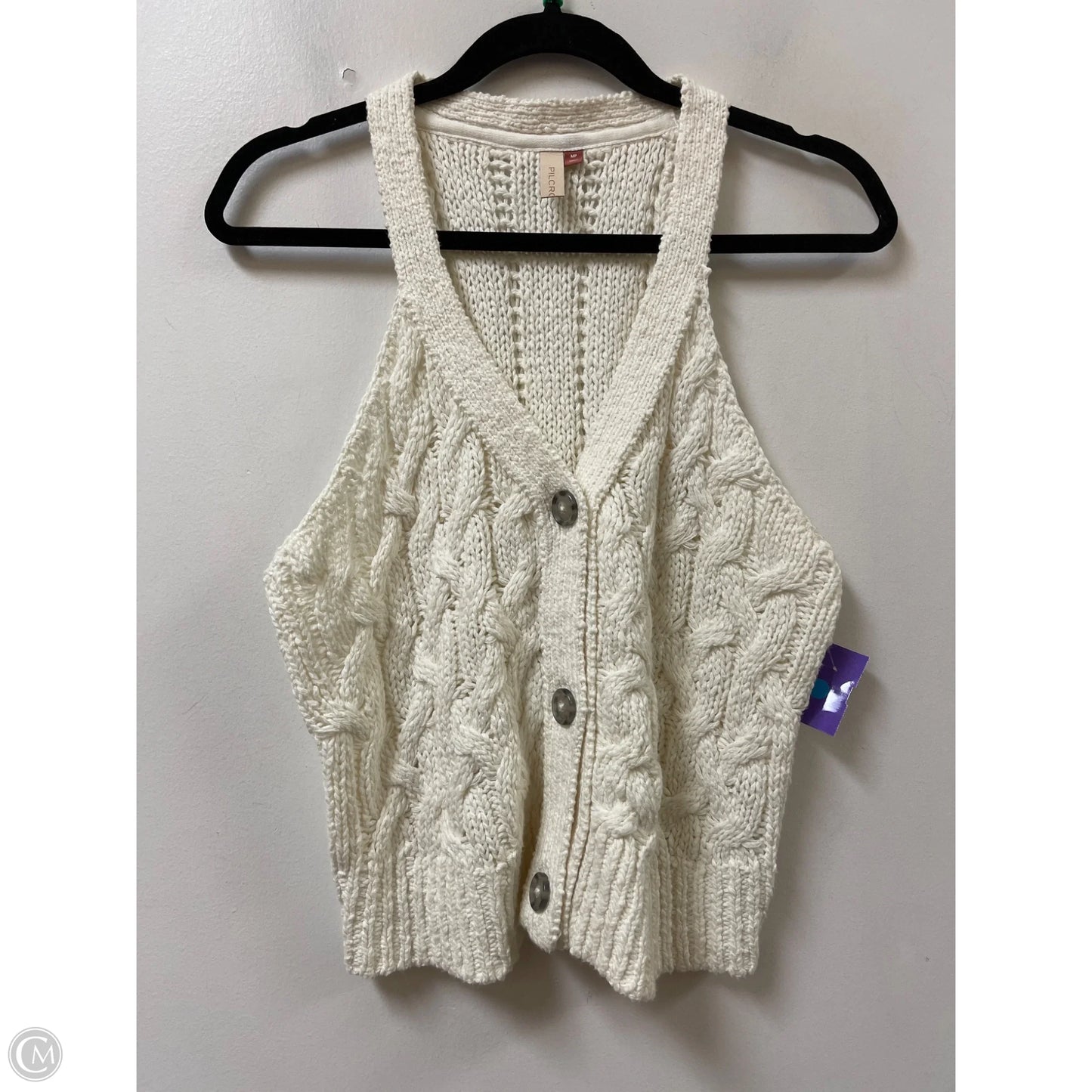 Vest Sweater By Pilcro In Cream, Size: Mp