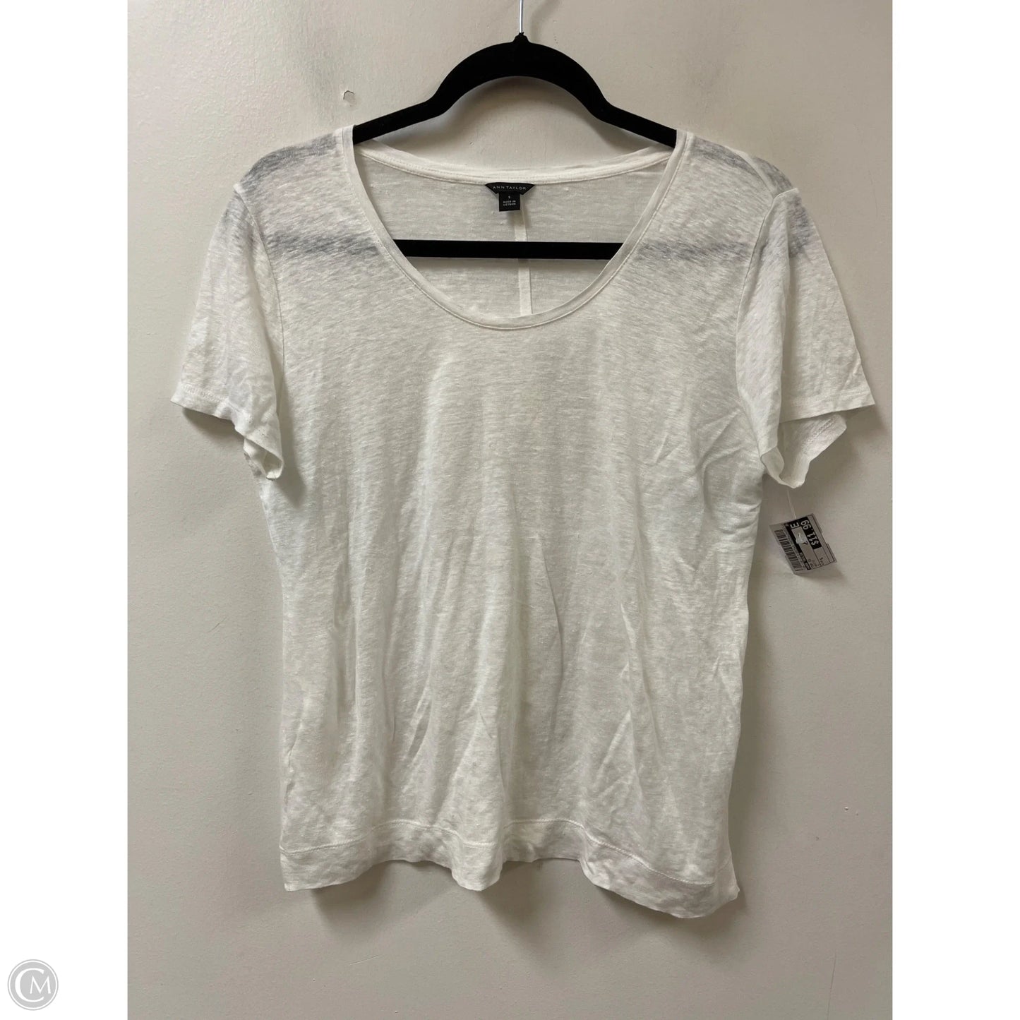 Top Short Sleeve By Ann Taylor In White, Size: S