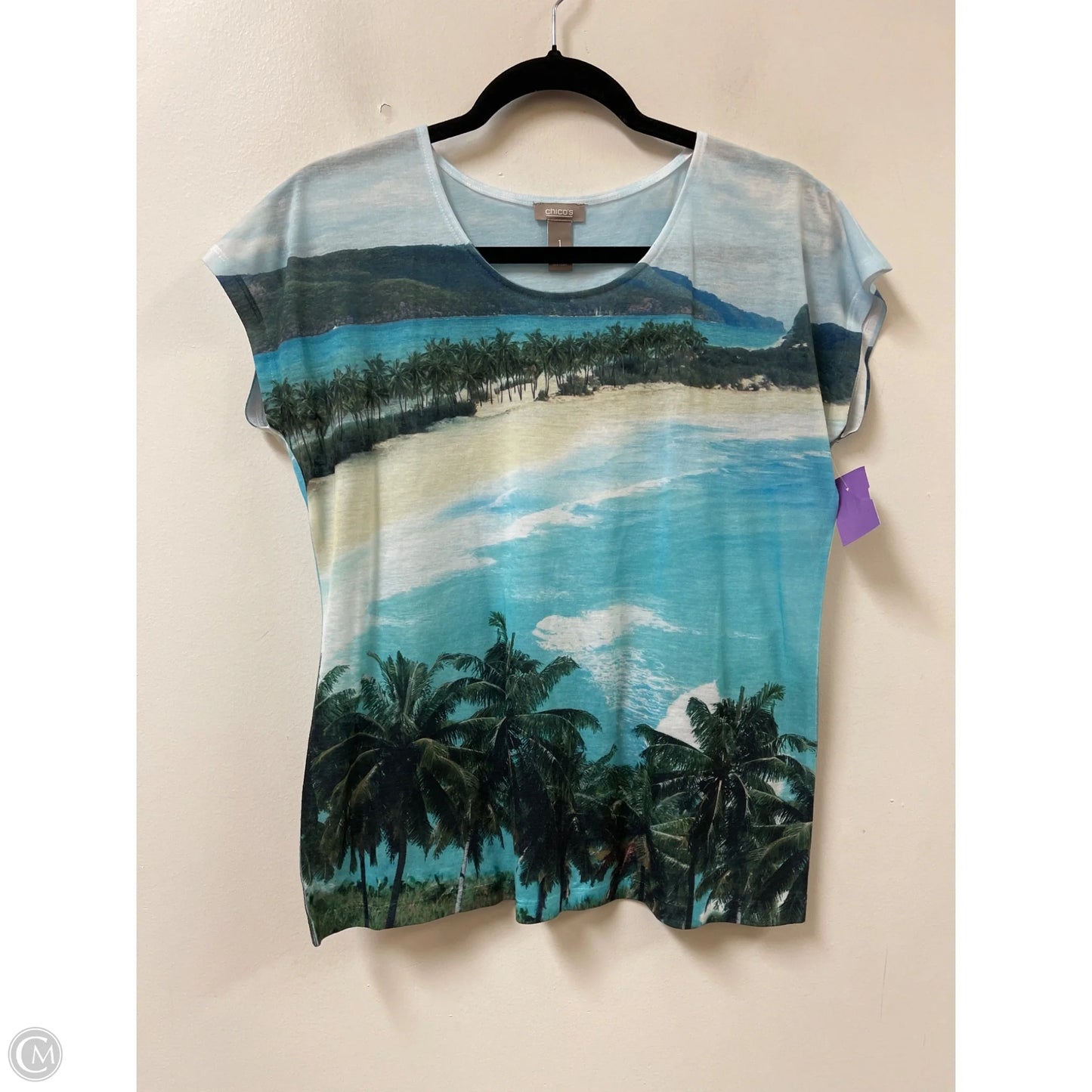 Top Short Sleeve By Chicos In Blue, Size: M