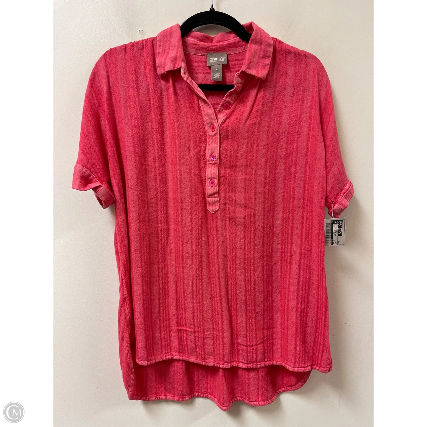 Top Short Sleeve By Chicos In Pink, Size: M