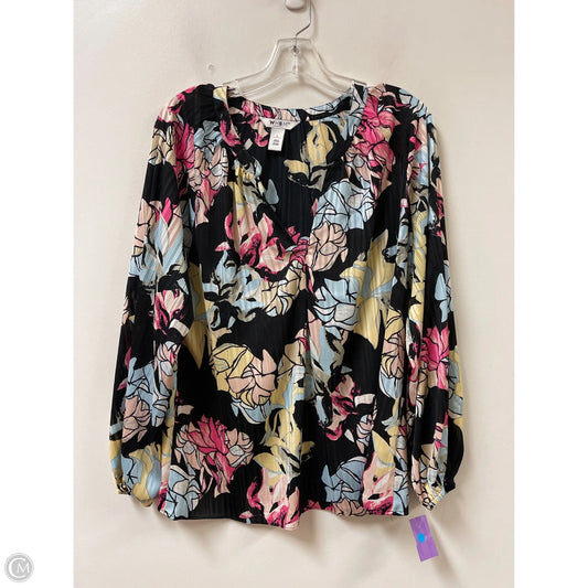 Top Long Sleeve By White House Black Market In Floral Print, Size: L