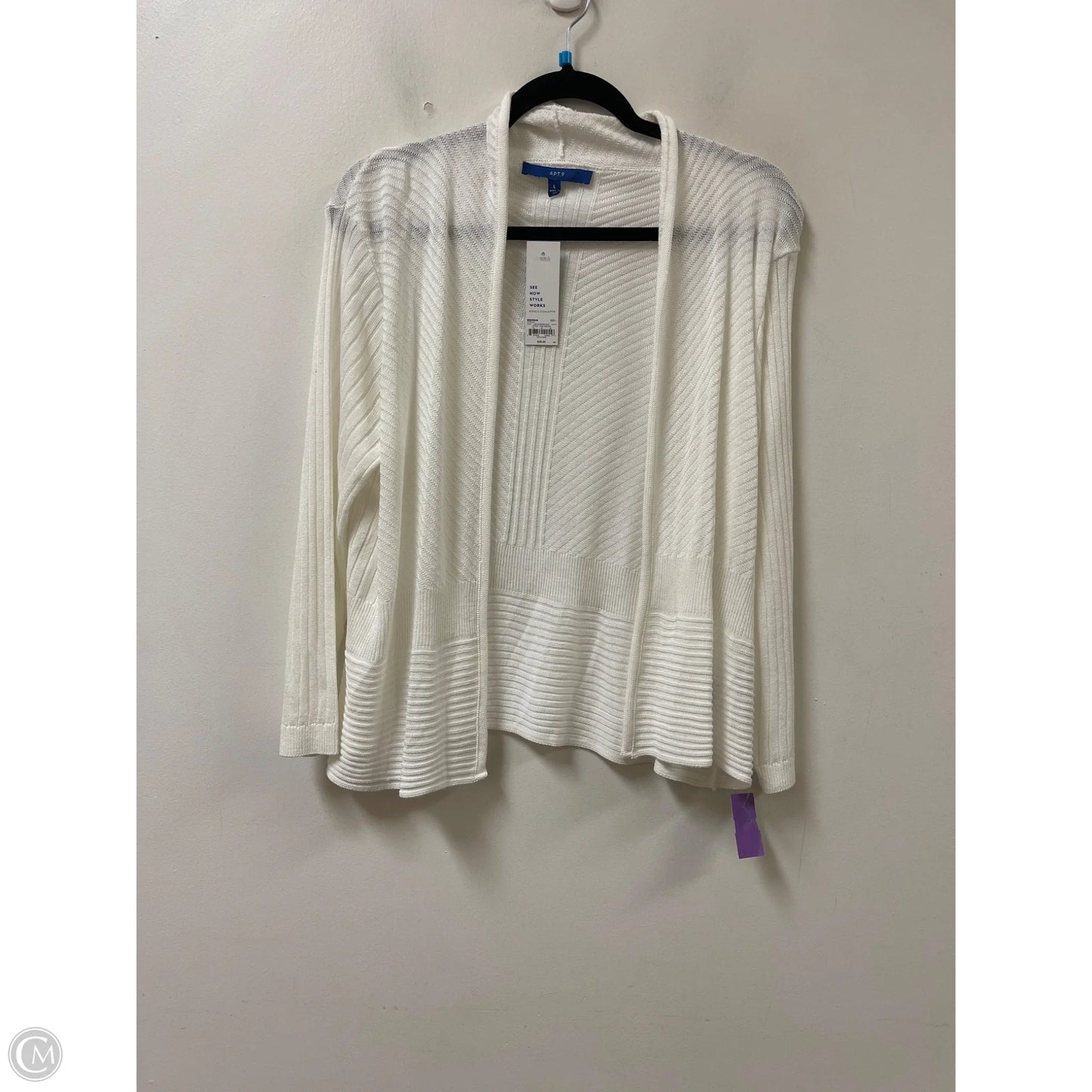 Sweater Cardigan By Apt 9 In White, Size: L
