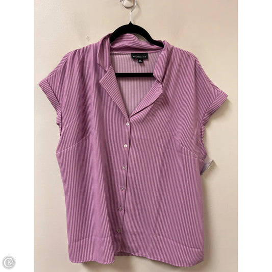 Blouse Short Sleeve By Fortune & Ivy In Purple, Size: 1x
