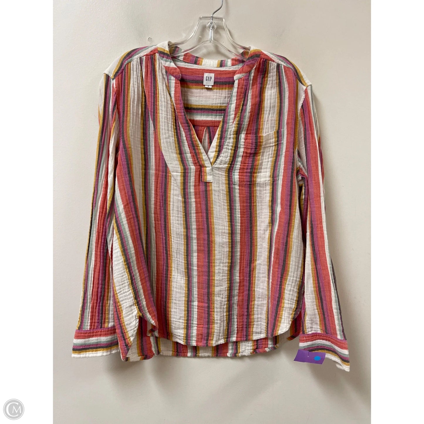 Top Long Sleeve By Gap In Striped Pattern, Size: M