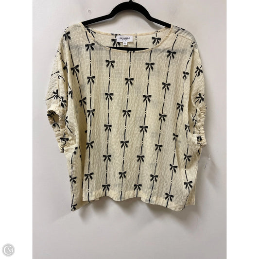 Top Short Sleeve By Ee Some In Black & Cream, Size: S