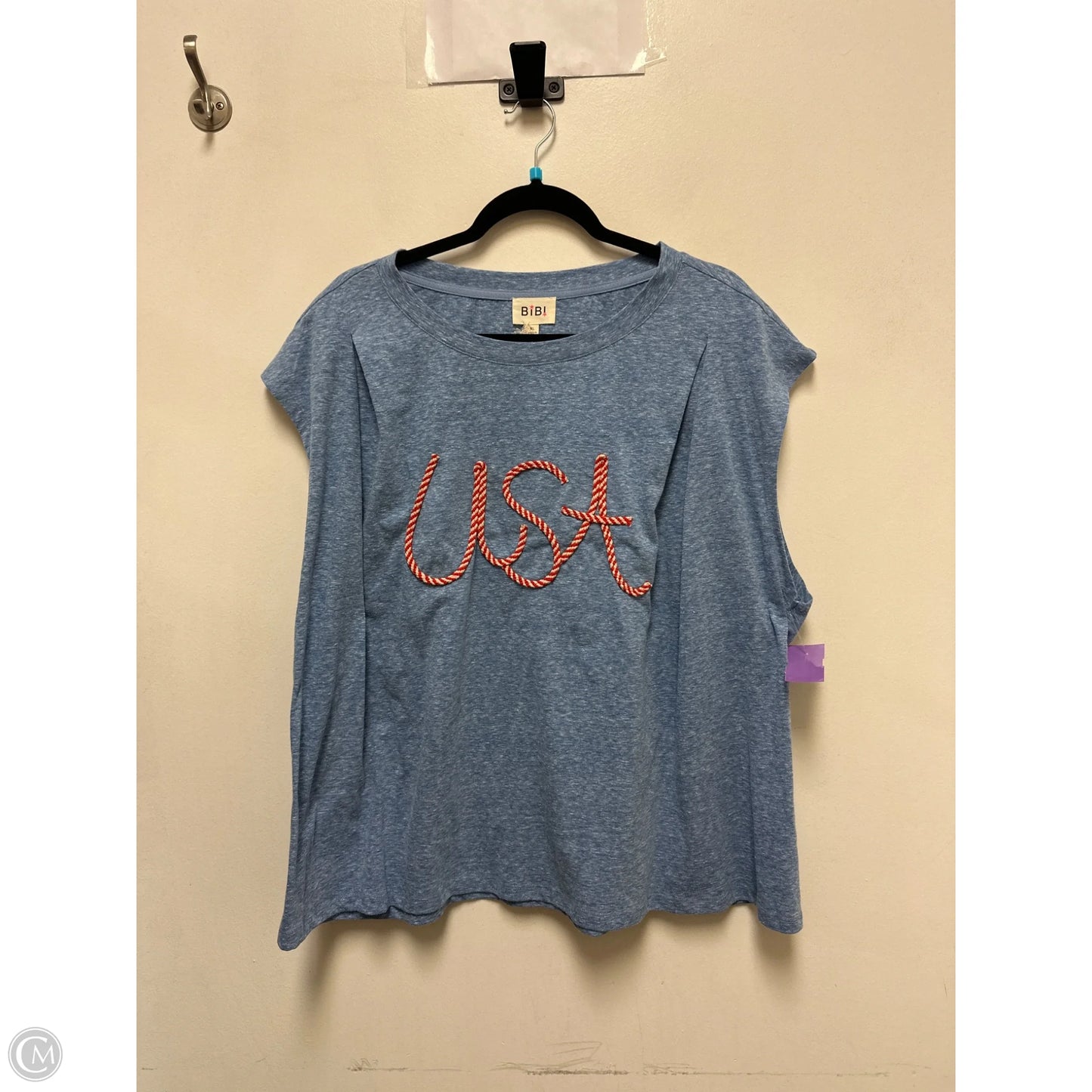 Top Short Sleeve By Bibi In Blue, Size: Xl