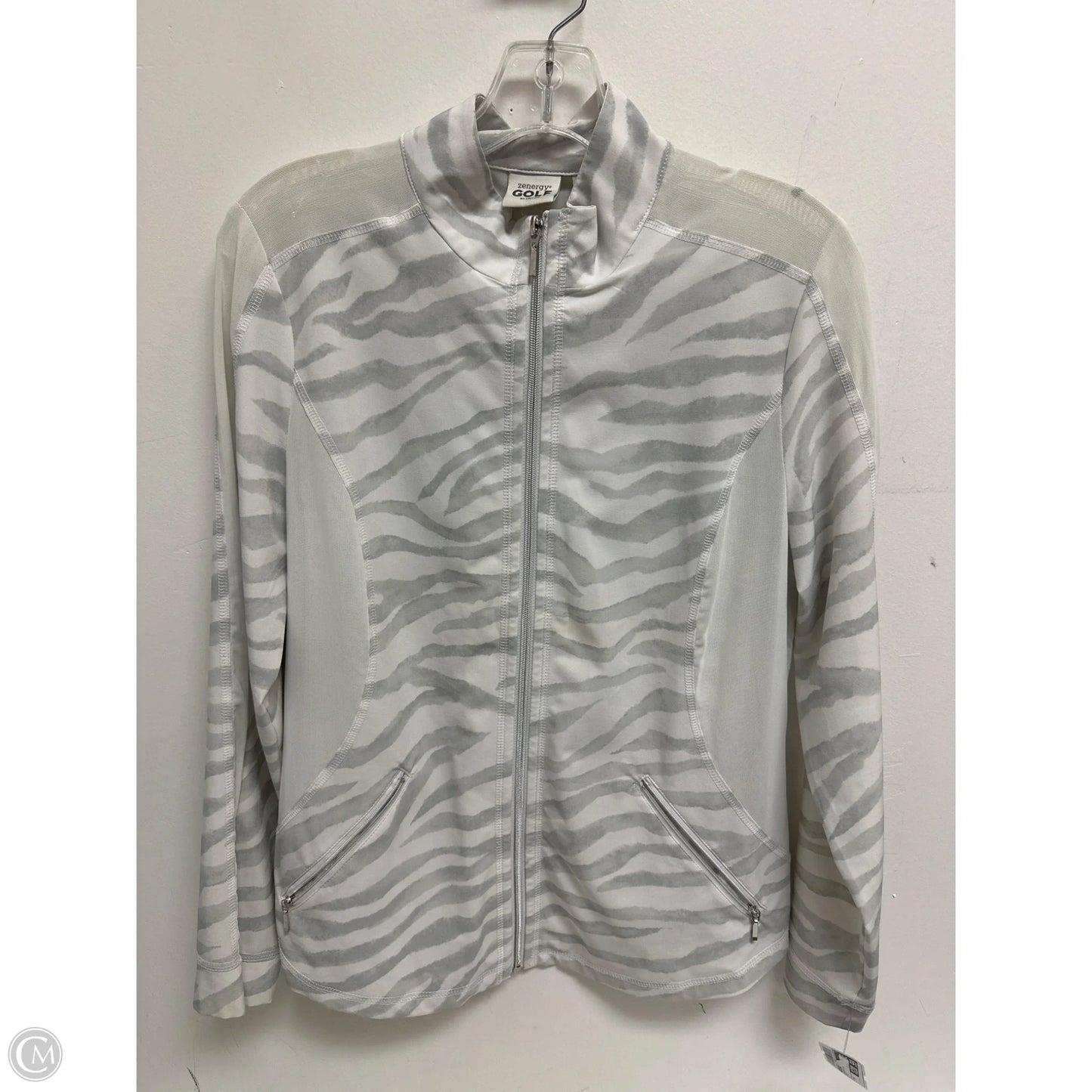 Athletic Jacket By Chicos In Grey, Size: M