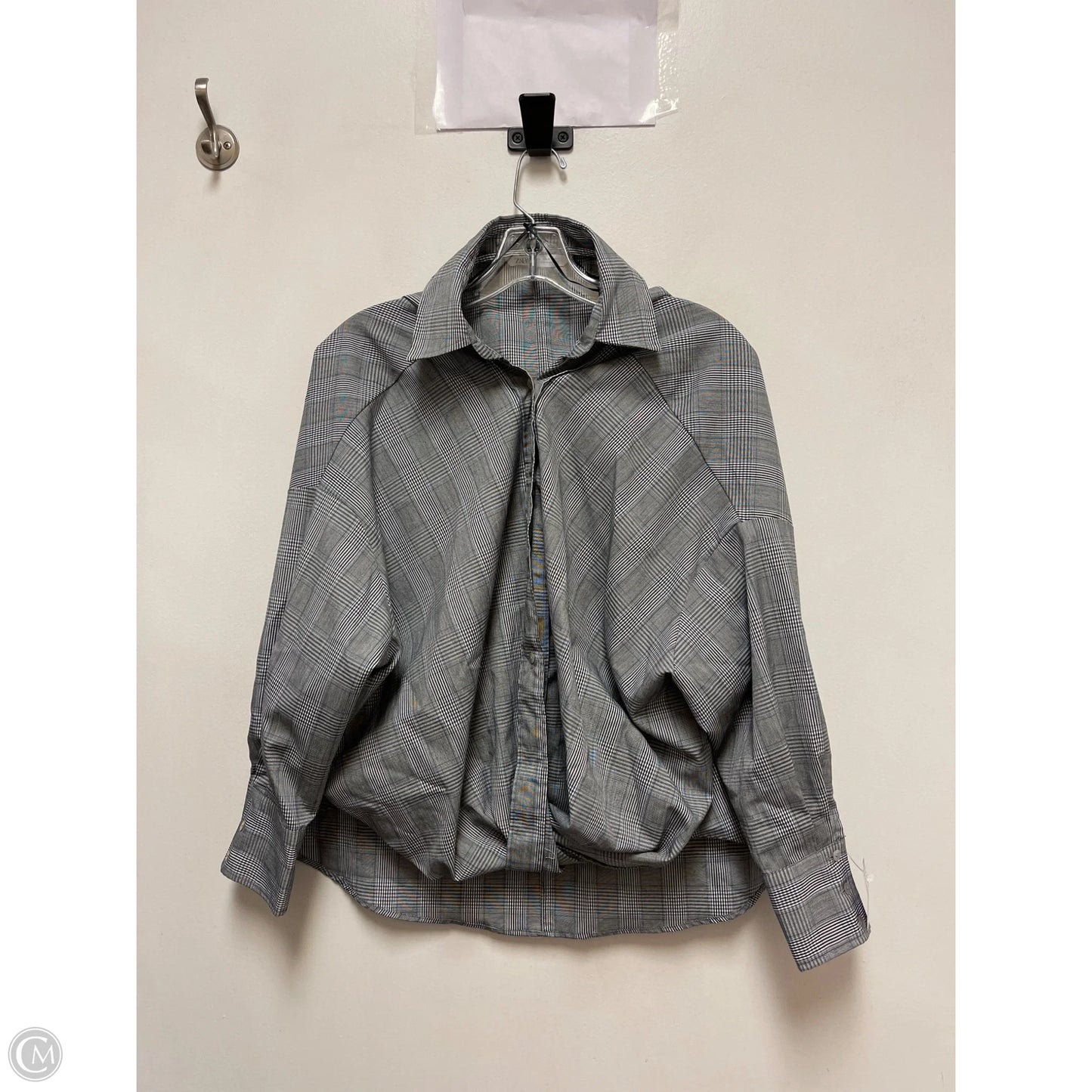 Blouse Long Sleeve By Zara In Grey, Size: S