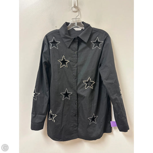 Blouse Long Sleeve By Clothes Mentor In Black, Size: L