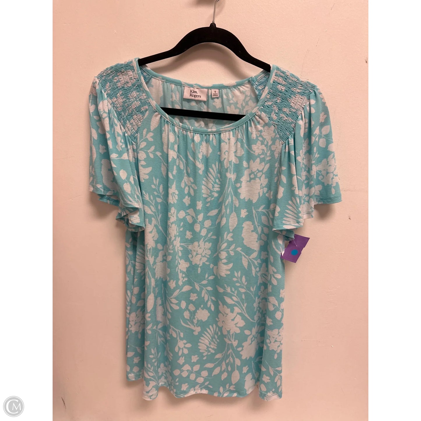 Top Short Sleeve By Kim Rogers In Blue, Size: S