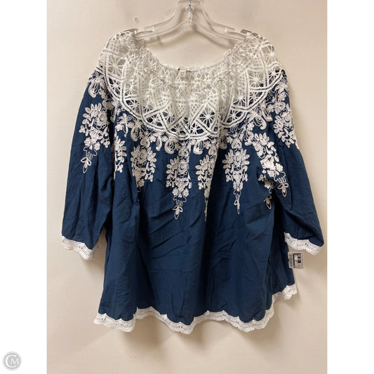 Top Long Sleeve By Cato In Navy, Size: 3x