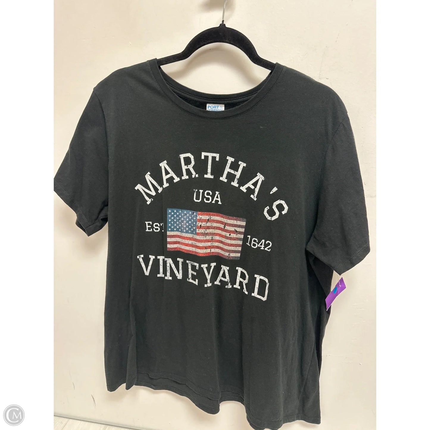 Top Short Sleeve By Clothes Mentor In Black, Size: 1x