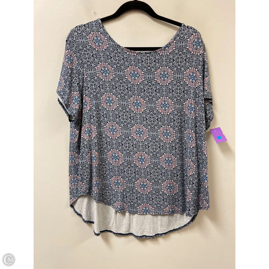 Top Short Sleeve By Philosophy In Blue & Pink, Size: 1x