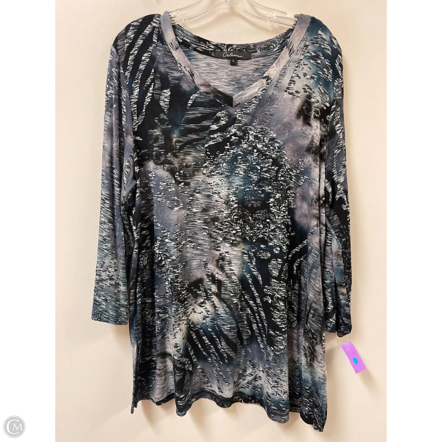 Top Long Sleeve By Calessa In Grey, Size: L